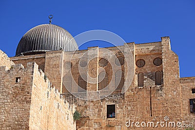 Al-Aqsa Mosque Dome and Southern Wall Stock Photo