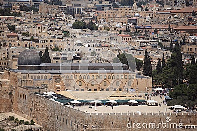 Al-Aqsa Mosque from the Dominus Flevit Editorial Stock Photo