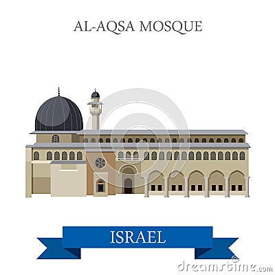 Al-Aqsa Mosque Israel vector flat attraction landmarks Vector Illustration