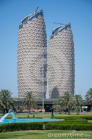 Al Bahr Towers in Abu Dhabi, United Arab Emirates Editorial Stock Photo