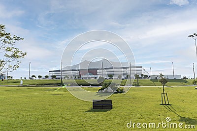 Al-Bayt Stadium is a retractable roof football stadium in Al Khor, Qatar. Editorial Stock Photo