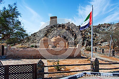 Al Bidya historical mosque and fort in emirate of Fujairah in UAE Stock Photo