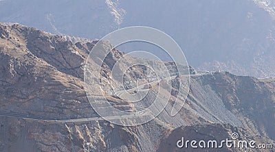 Al Hada Mountain in Taif City, Saudi Arabia with Beautiful View of Mountains and Al Hada road inbetween the mountains. Stock Photo