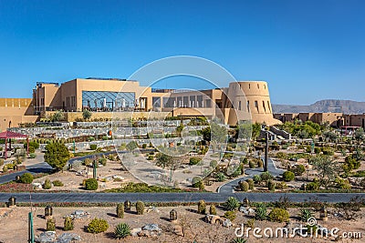 Al Jabal, Oman - Feb 15th 2018 - The unique Anantara hotel in Al Jabal, three horus of Mascat, Oman capital in a blue sky day. Lux Editorial Stock Photo