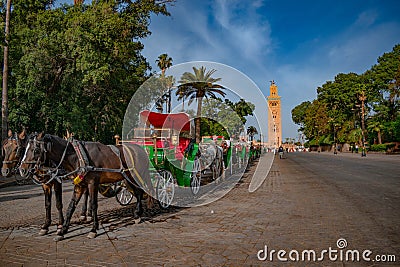 Al Koutoubia seen from Jamae El Fna Marrakech Editorial Stock Photo