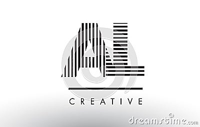 AL A L Black and White Lines Letter Logo Design. Vector Illustration