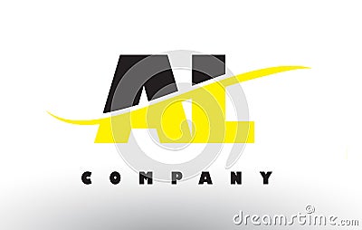 AL A L Black and Yellow Letter Logo with Swoosh. Vector Illustration