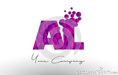 AL A L Dots Letter Logo with Purple Bubbles Texture. Vector Illustration