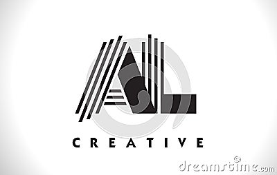 AL Logo Letter With Black Lines Design. Line Letter Vector Illus Vector Illustration