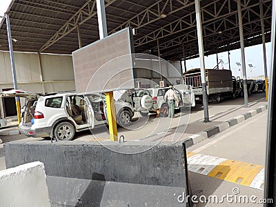 Security check outside Al Najaf International Airport, Iraq Editorial Stock Photo