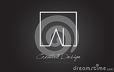 AL Square Frame Letter Logo Design with Black and White Colors. Vector Illustration