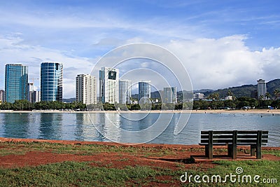 Ala Moana beach and park, Oahu, Hawaii. Stock Photo