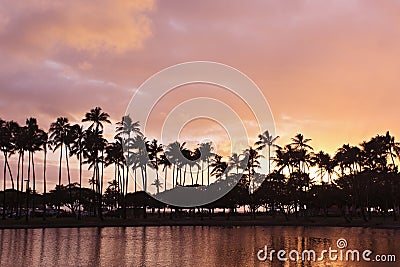 Ala moana sunset in hawaii Stock Photo