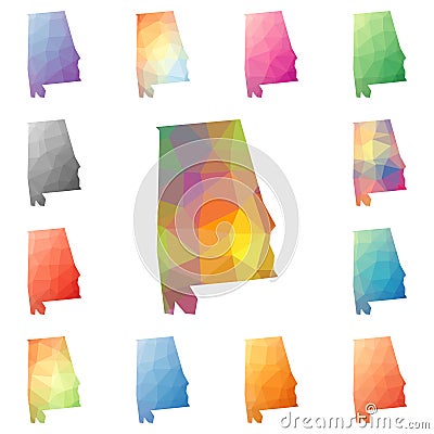 Alabama geometric polygonal, mosaic style us. Vector Illustration