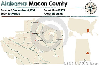 Alabama: Macon county map Vector Illustration