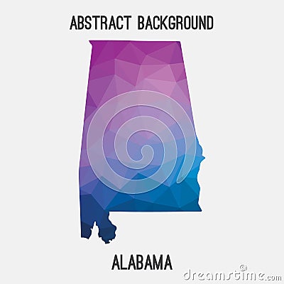 Alabama map in geometric polygonal,mosaic style. Cartoon Illustration