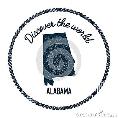 Alabama map in vintage discover the world rubber. Vector Illustration