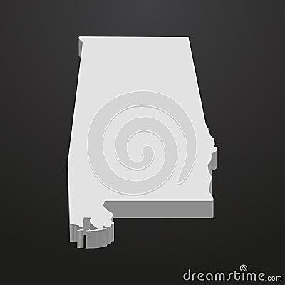 Alabama State map in gray on a black background 3d Stock Photo