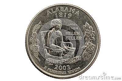 Alabama State Quarter Coin Stock Photo