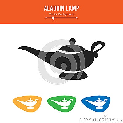 Aladdin Lamp Vector. Simple Black Silhouette Symbol Isolated On White Background. Vector Illustration