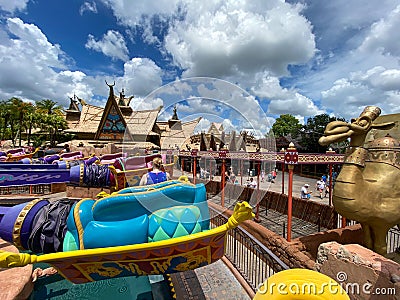 The Aladdin Magic Carpets ride in Magic Kingdom in Disney World Orlando, Florida Editorial Stock Photo