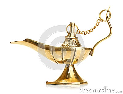Aladdin magic lamp on white Stock Photo