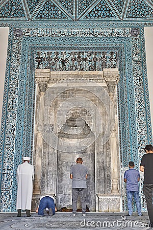 Alaedin mosque interior. Selkuj period. Worship time. Konya, Turkey Editorial Stock Photo