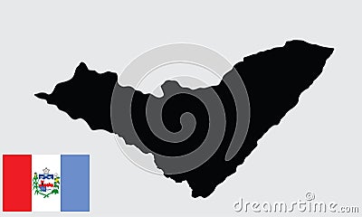 Alagoas, Brazil, silhouette map and flag. Cartoon Illustration