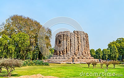 Alai Minar, an uncompleted minaret at the Qutb complex in Delhi, India Stock Photo