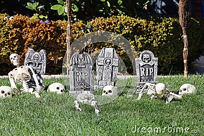 Halloween decorations in California Editorial Stock Photo