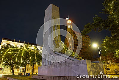 Alamo Cenotaph Monument at night, San Antonio, Texas, USA Editorial Stock Photo