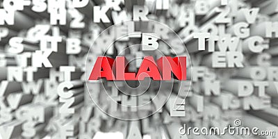 ALAN - Red text on typography background - 3D rendered royalty free stock image Stock Photo