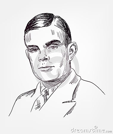 Alan Turing famous vector sketch portrait isolated Editorial Stock Photo