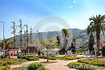 Alanya port park with ships Editorial Stock Photo