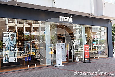 Alanya, Turkey-circa Oct, 2020: The Mavi shop is in center of city of Alanya. It is a Turkish brand of denim and jeans-wear based Editorial Stock Photo