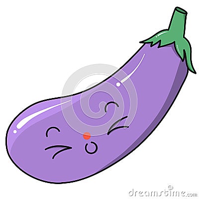 Ipad pro Procreate drawing Cute smiling eggplant illustration vector for kids and clothes` print Vector Illustration