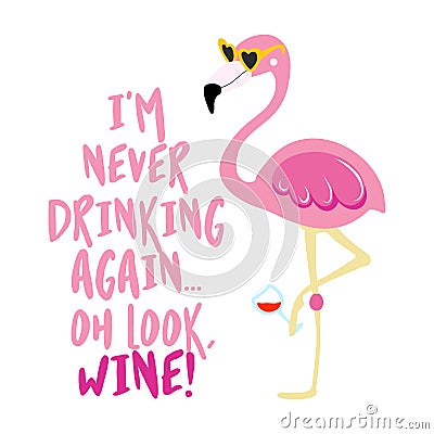 I am never drinking again. Oh look, wine! Vector Illustration