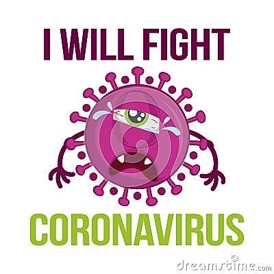 I will fight coronavirus - STOP coronavirus 2019-ncov Vector Illustration