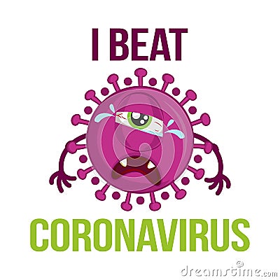 I beat coronavirus - STOP coronavirus 2019-ncov Vector Illustration