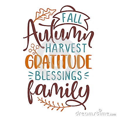 Fall Autumn harvest gratitude blessings family Vector Illustration