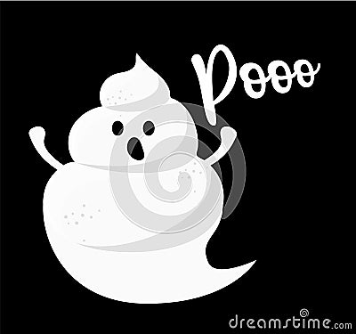 Poooo, funny white poop Vector Illustration