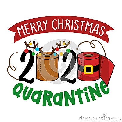 Merry Christmas 2020 Quarantine Vector Illustration