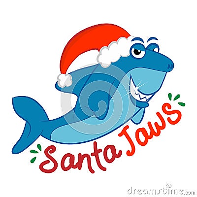 Santa Jaws, Santa Shark - funny vector illustration with text for Christmas Vector Illustration