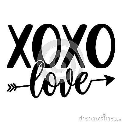 XoXo - Valentine`s Day Greeting card - Calligraphy phrase for Christmas or other gift. Vector Illustration