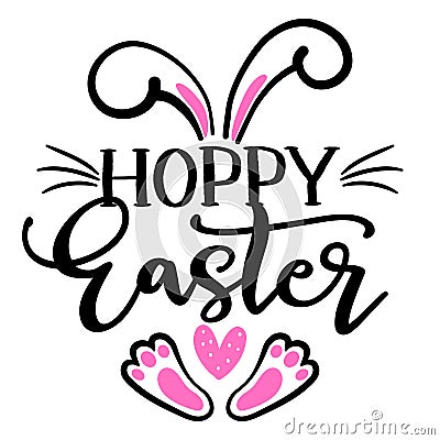 Hoppy Easter - hand drawn modern calligraphy design vector illustration. Vector Illustration