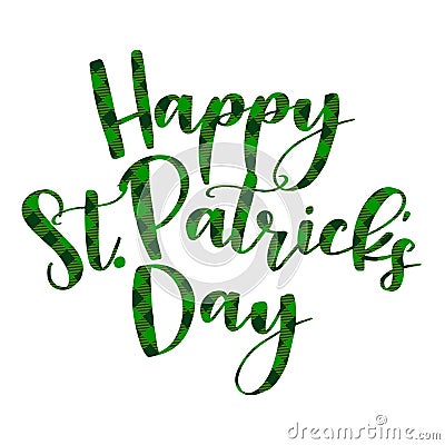 Happy St Patrik`s Day - funny irish day lettering in chreckered pattern Vector Illustration