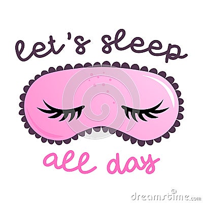 Let`s sleep all day - funny hand drawn doodle, seamless pattern. Vector Illustration