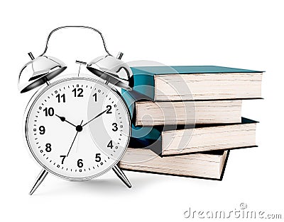 Alarm clock with books Stock Photo