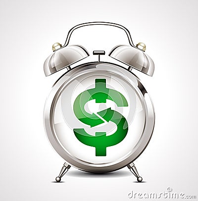 Alarm clock - business symbol - dollar sign Vector Illustration