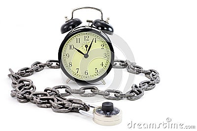 Alarm clock and chain Stock Photo